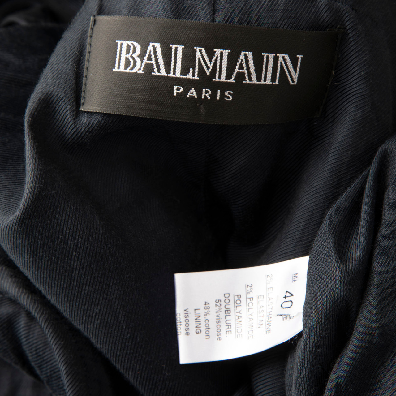 Balmain Navy Wool Grain De Poudre 6 Button Jacket