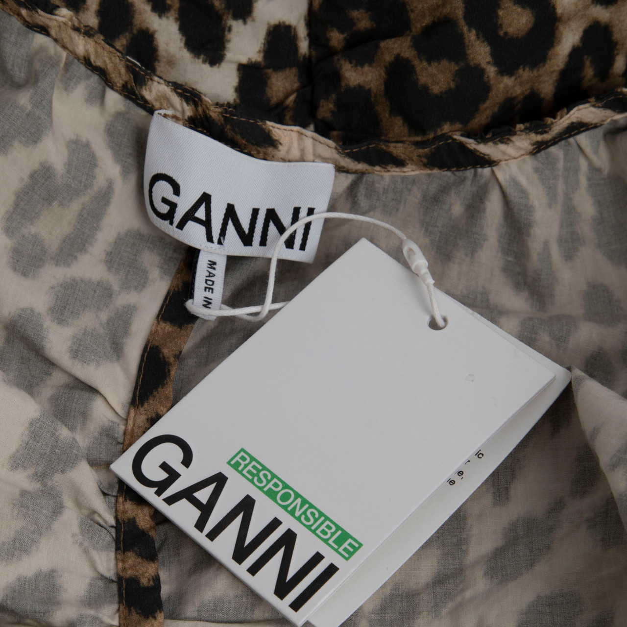 Ganni Leopard Print Puff Sleeve Dress