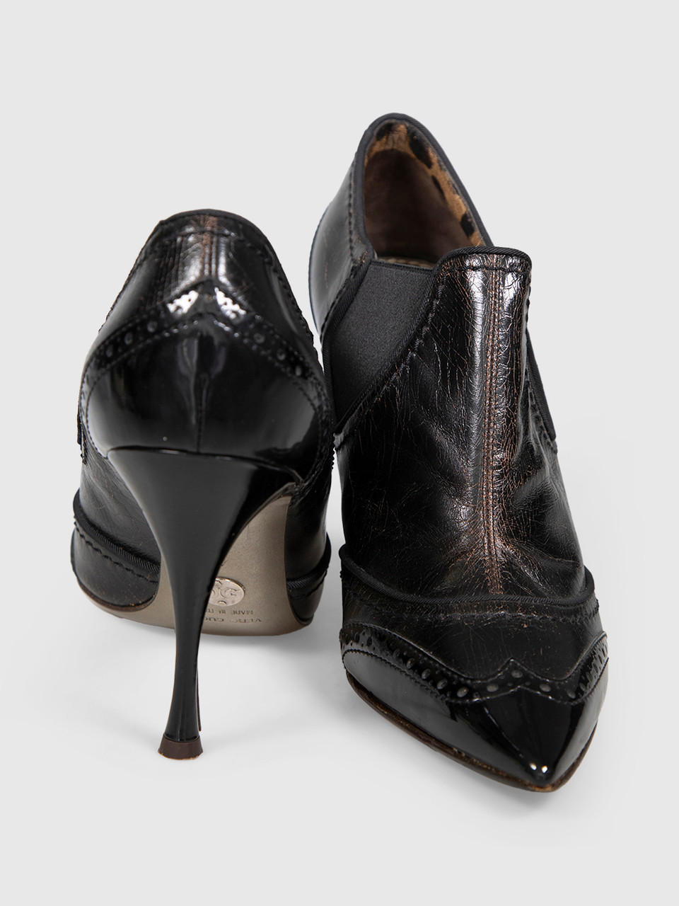 Dolce & Gabbana Black Leather Brogue Heels