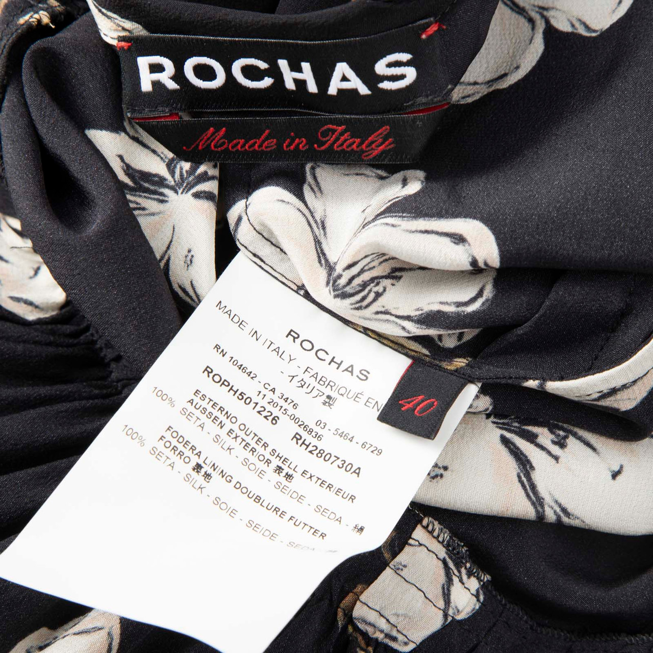 Rochas Floral Silk Long Sleeve Dress