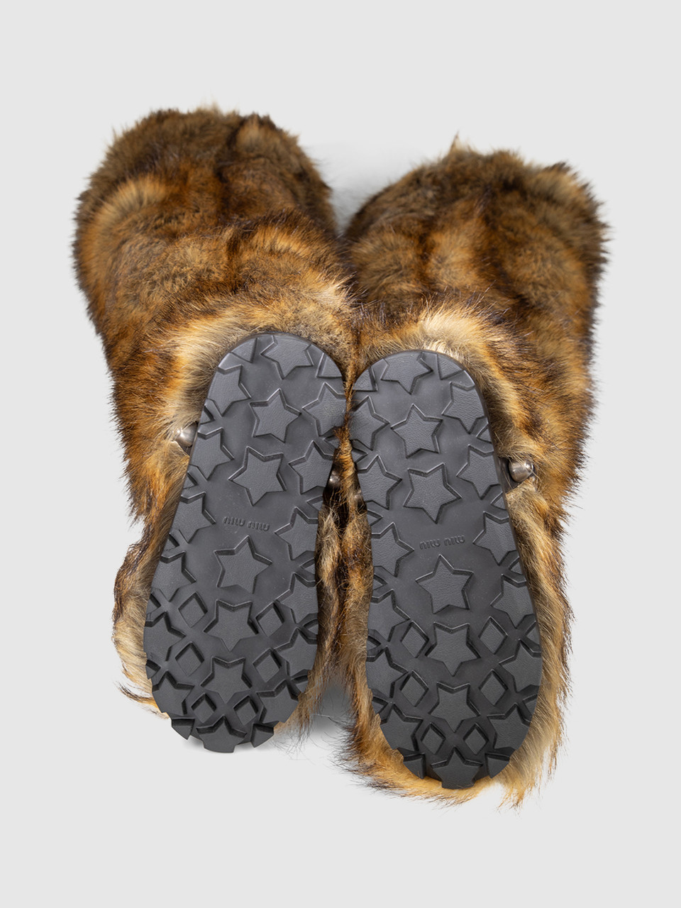 Miu Miu Brown Faux Fur Thigh High Boots