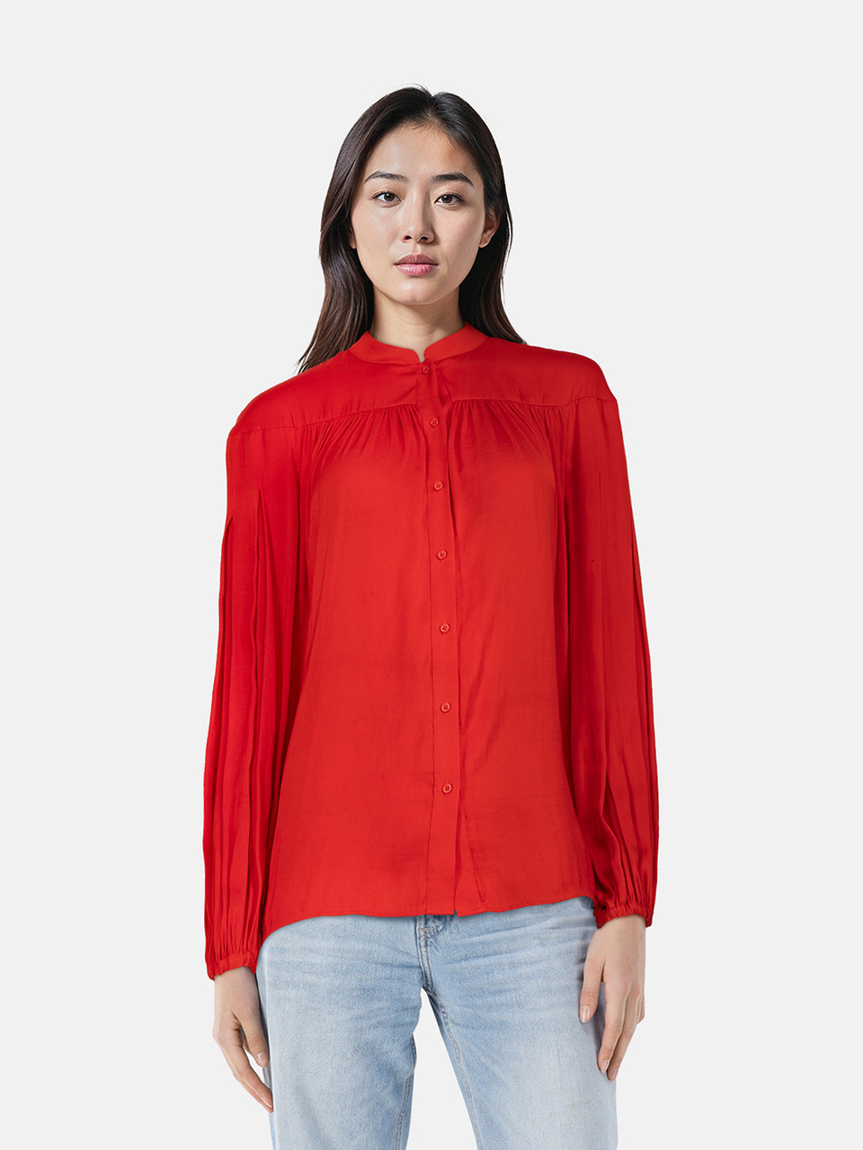 Maje Red Round Neck Blouse Maje Red Round Neck Blouse