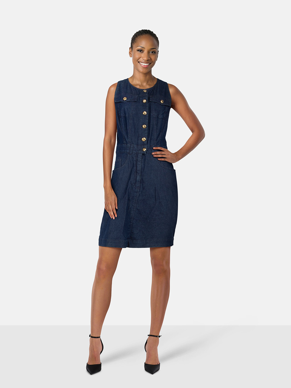 Moschino Blue Denim Knee Length Button Dress Moschino Blue Denim Knee Length Button Dress