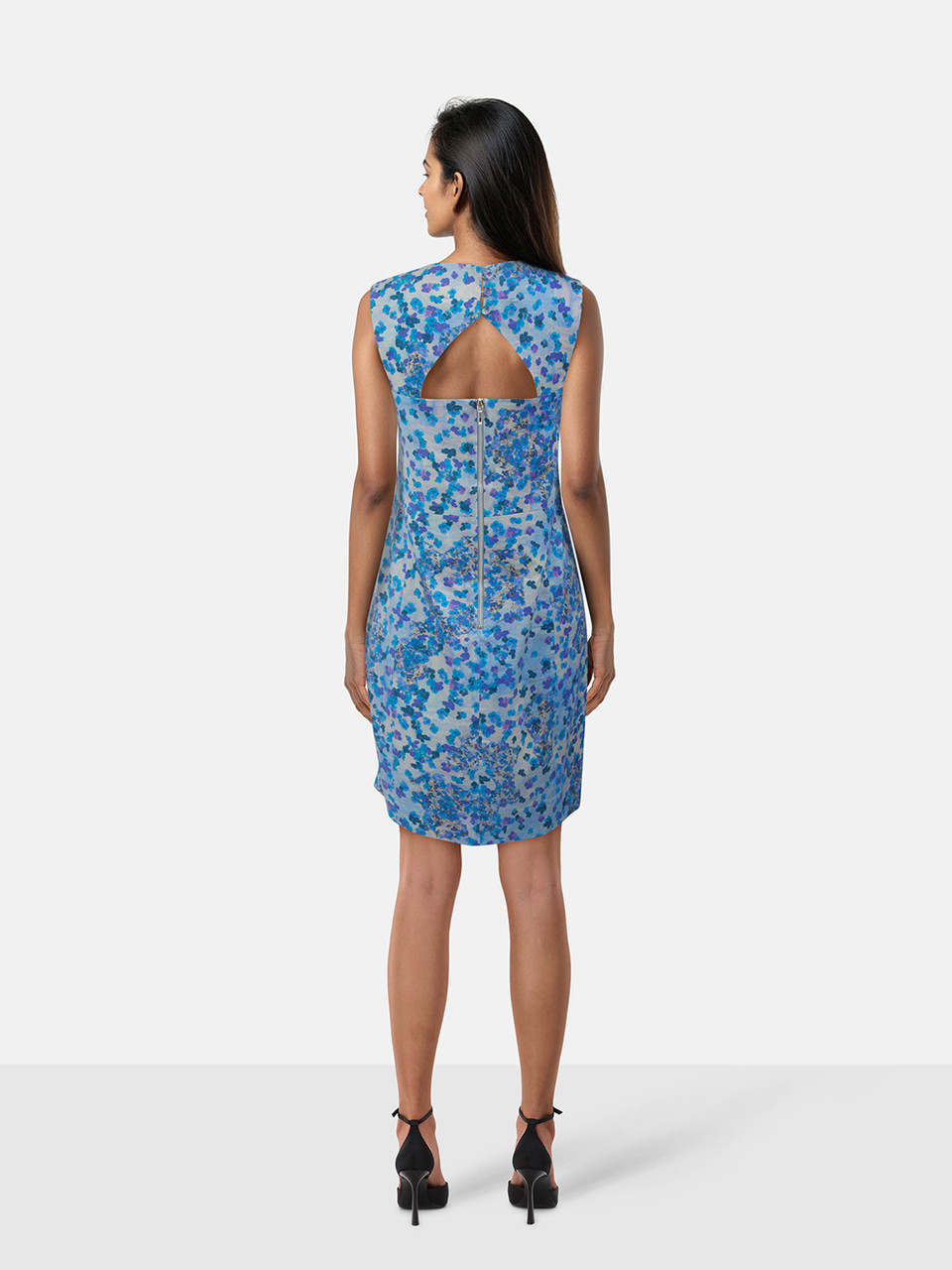 Erdem Blue Floral Print Knee Length Dress Erdem Blue Floral Print Knee Length Dress