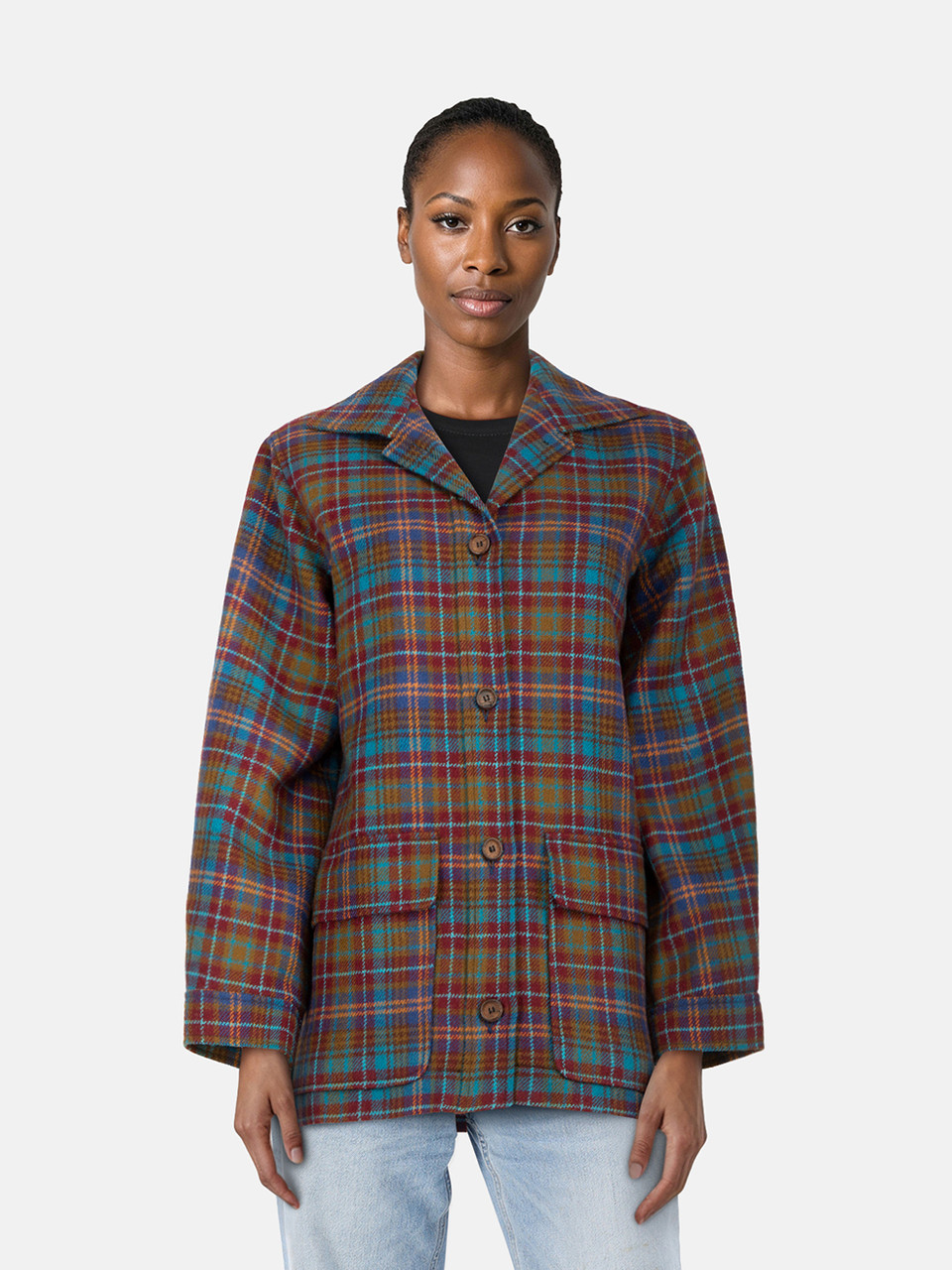 Saint Laurent Check Pattern Button Down Blazer Saint Laurent Check Pattern Button Down Blazer