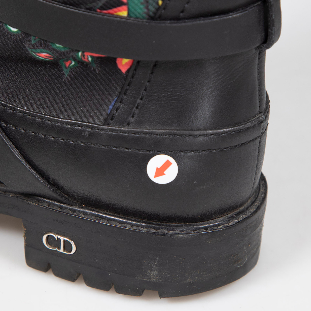 Dior Black Leather Floral Print Buckle Boots Dior Black Leather Floral Print Buckle Boots