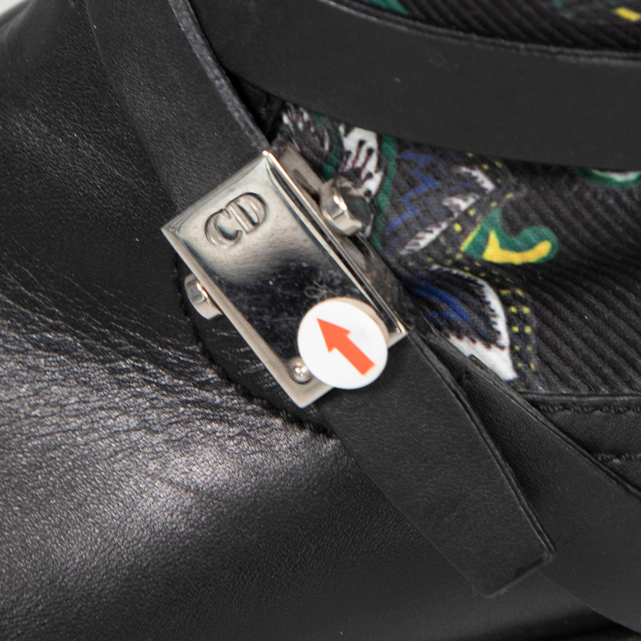 Dior Black Leather Floral Print Buckle Boots Dior Black Leather Floral Print Buckle Boots