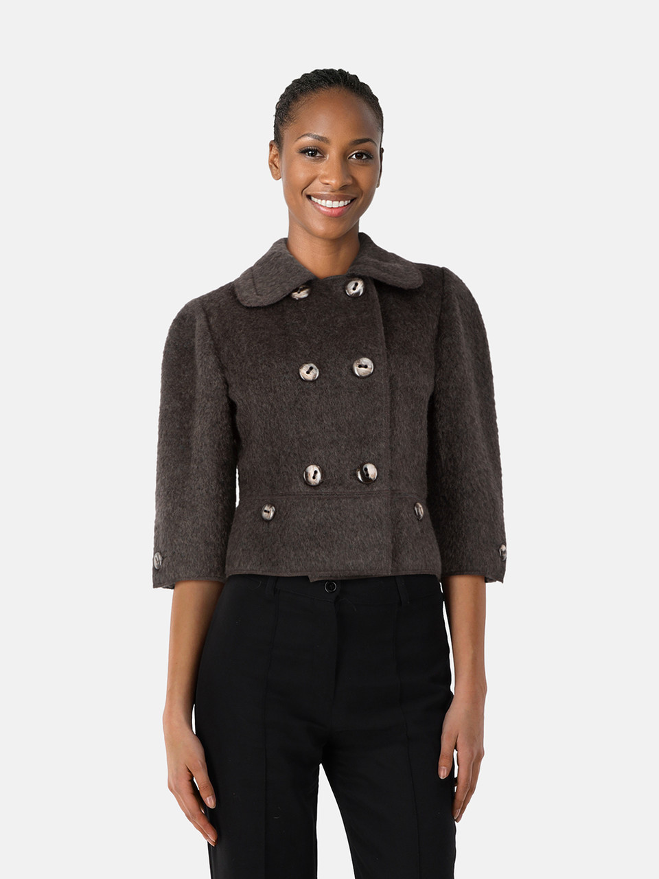 Dolce & Gabbana Grey Double Breasted Short Jacket Dolce & Gabbana Grey Double Breasted Short Jacket