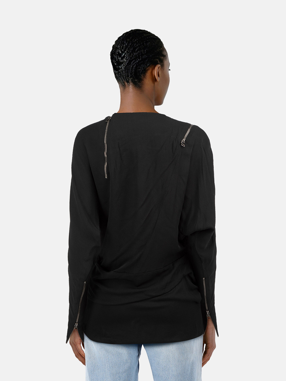 Tom Ford Black Zip Detail Draped Top Tom Ford Black Zip Detail Draped Top