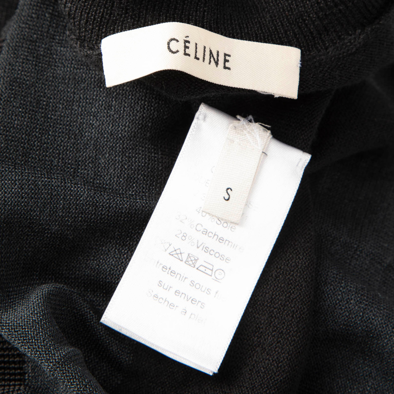 Céline Black Silk Round Neck Top Céline Black Silk Round Neck Top