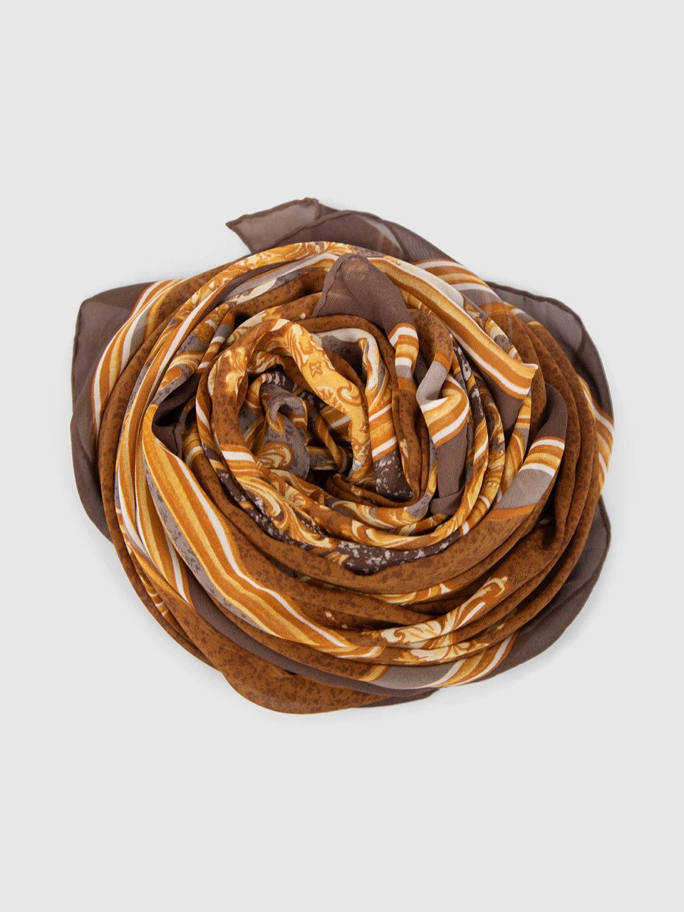 Fendi Baroque Patterned Sheer Silk Scarf