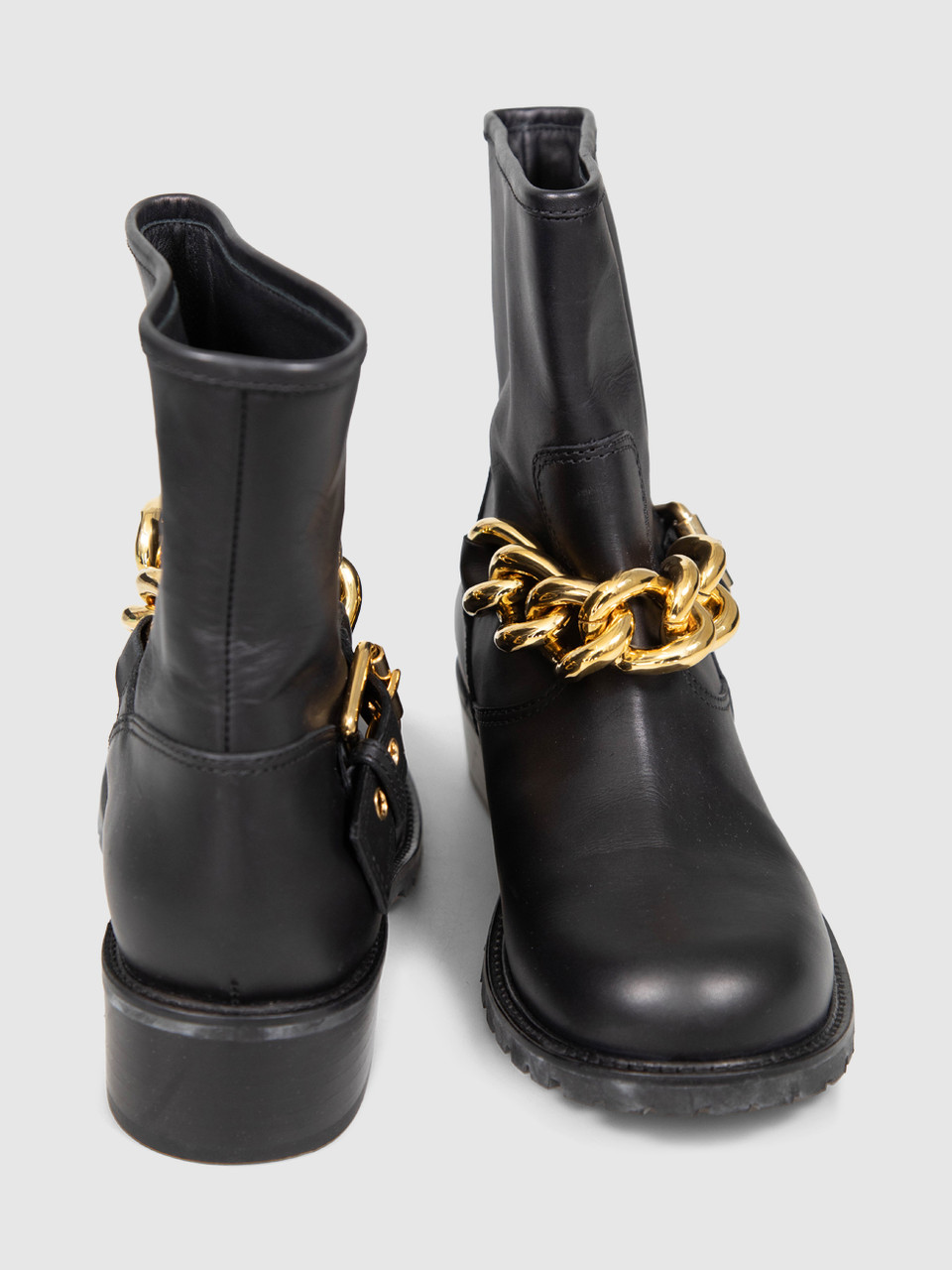 Giuseppe Zanotti Black Leather Chain Boots
