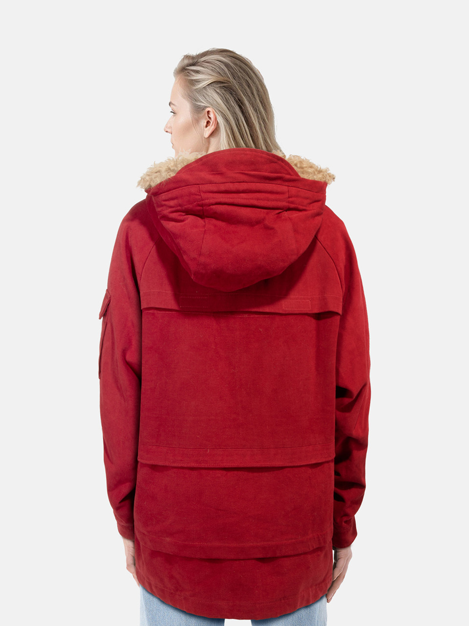 Dolce & Gabbana Red Detachable Lamb Shearling Parka