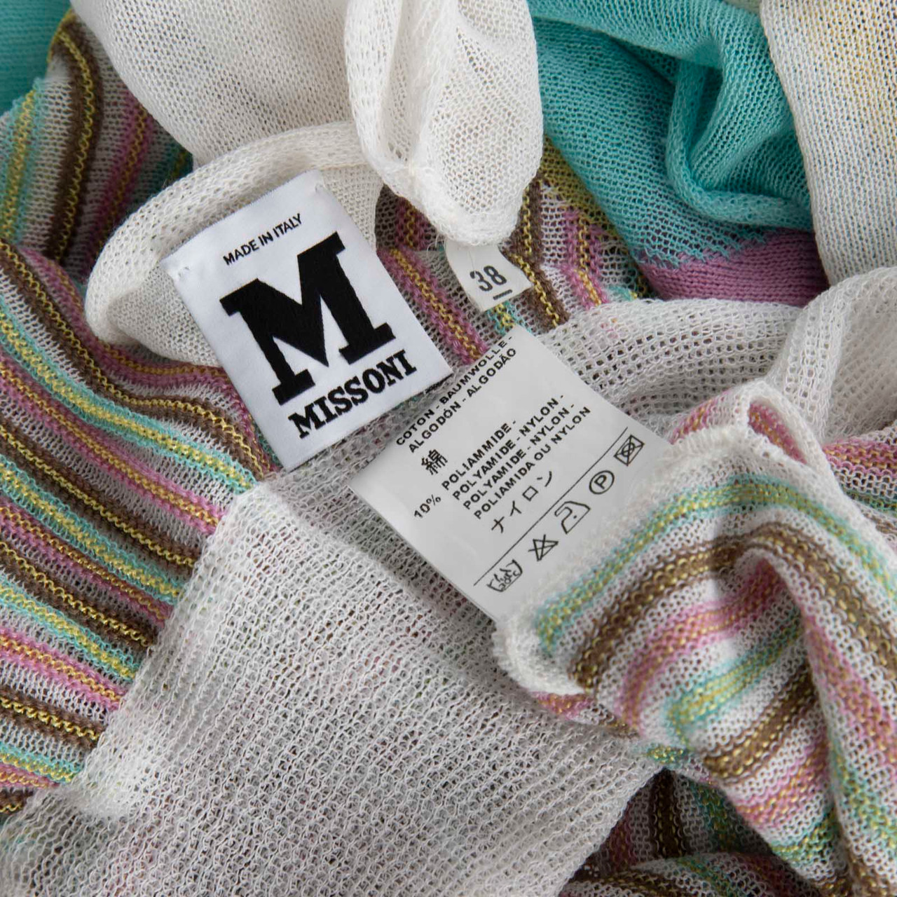 Missoni Striped Short Sleeve Tied Hem Top