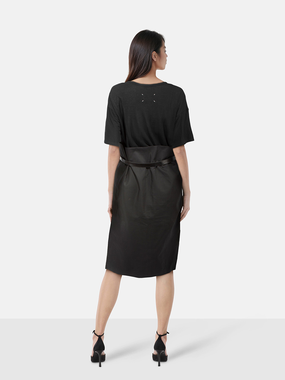 Maison Margiela Black T-Shirt Detail Belted Dress