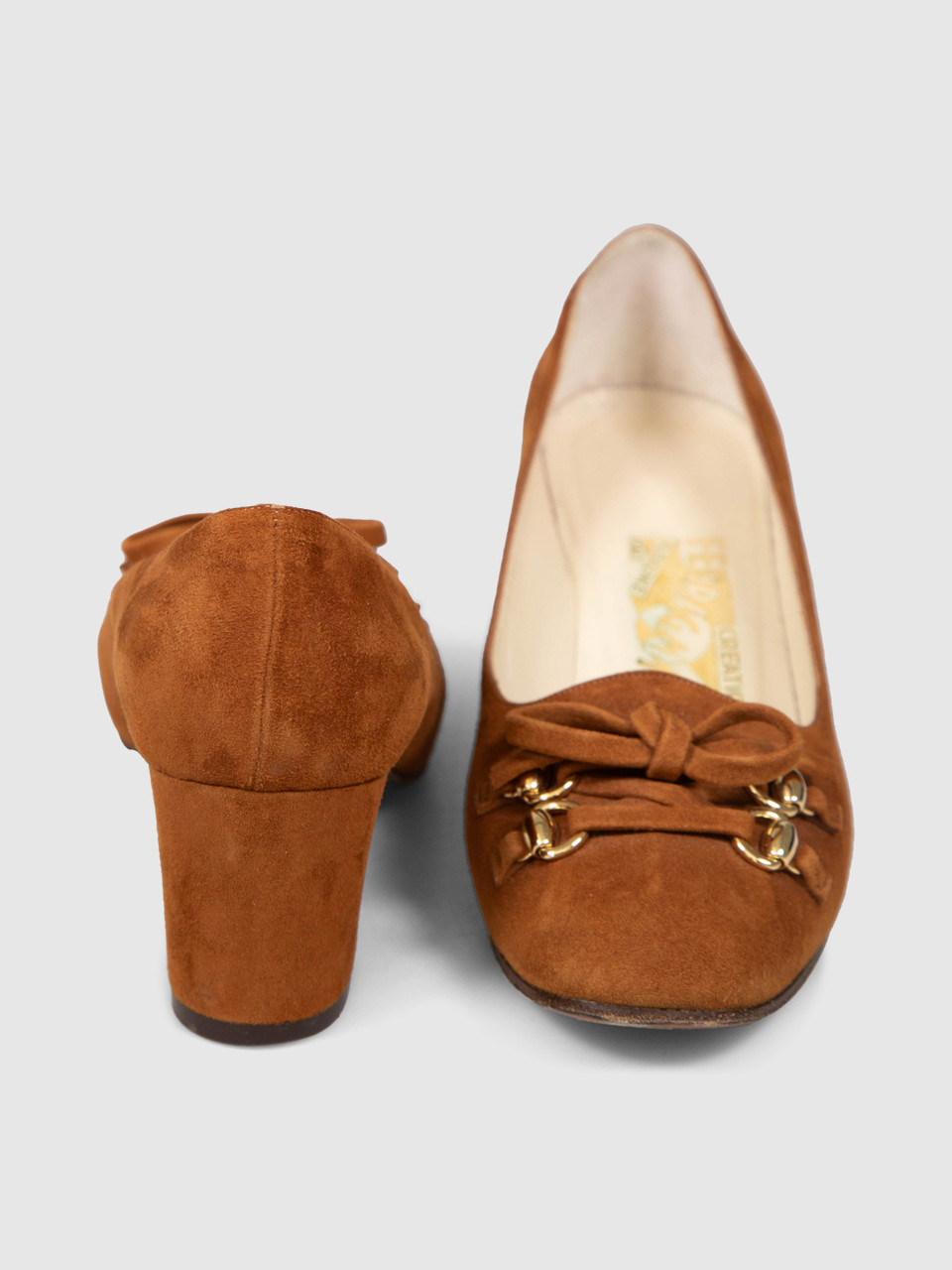 Salvatore Ferragamo Brown Suede Bow Detail Pumps