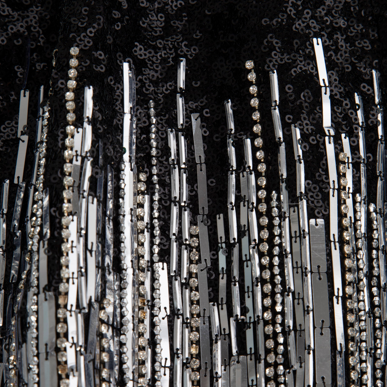 Balmain Black & Silver V-Neck Sequinned Dress