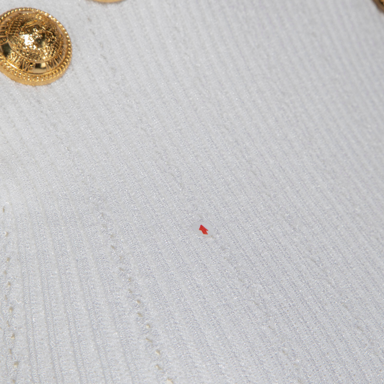 Balmain White Knit Sleeveless Button Detail Top