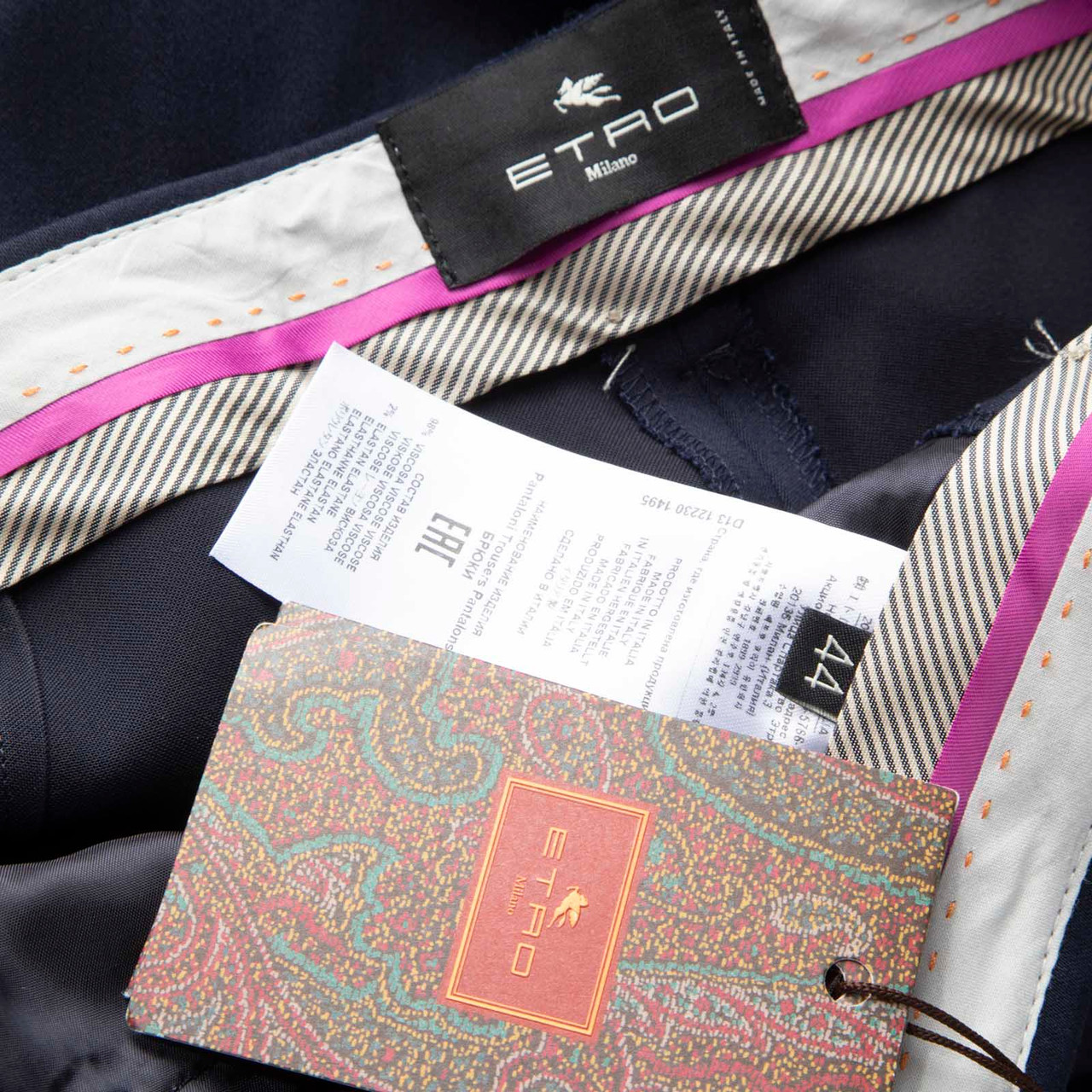 Etro Navy Slim Fit Mid Rise Trousers