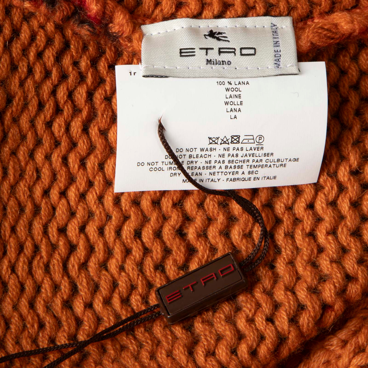 Etro Orange Wool Knit V-Neck Jumper | CSD