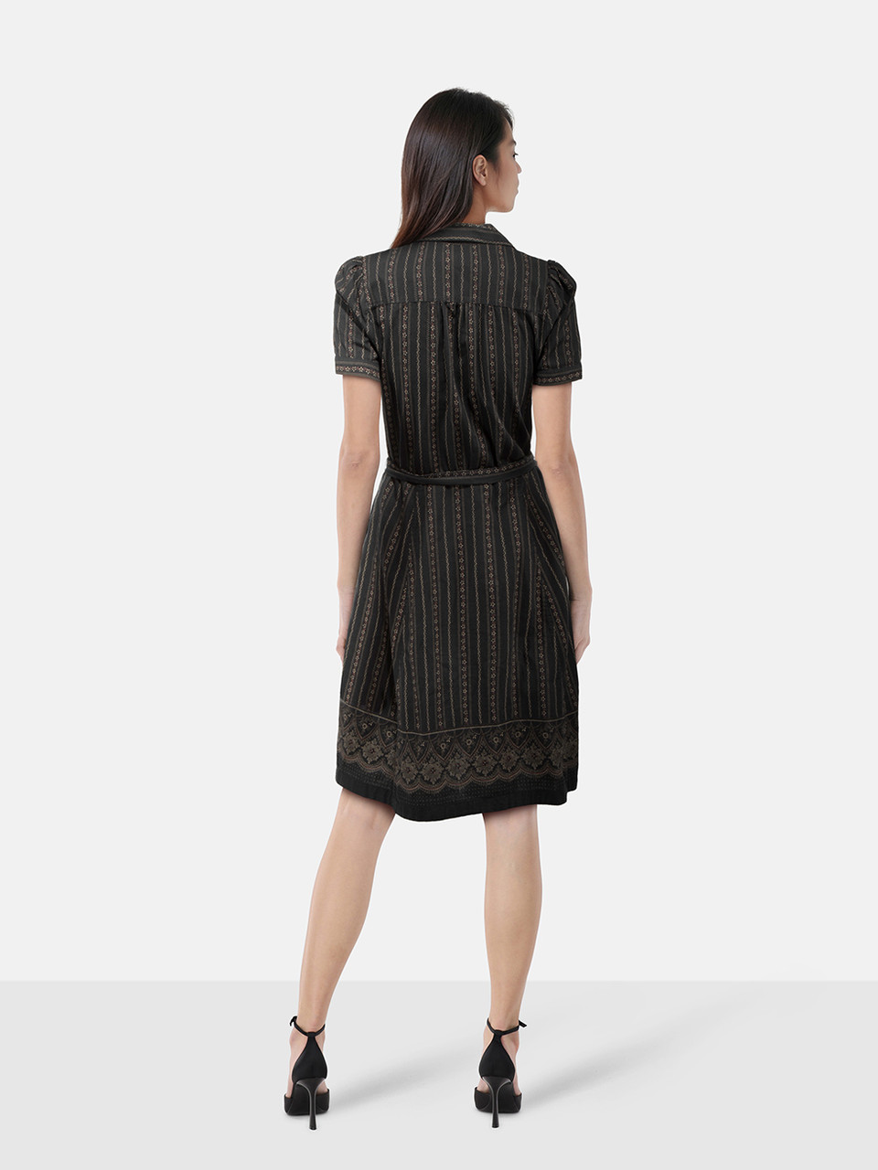 Ralph Lauren Black Floral Striped Dress