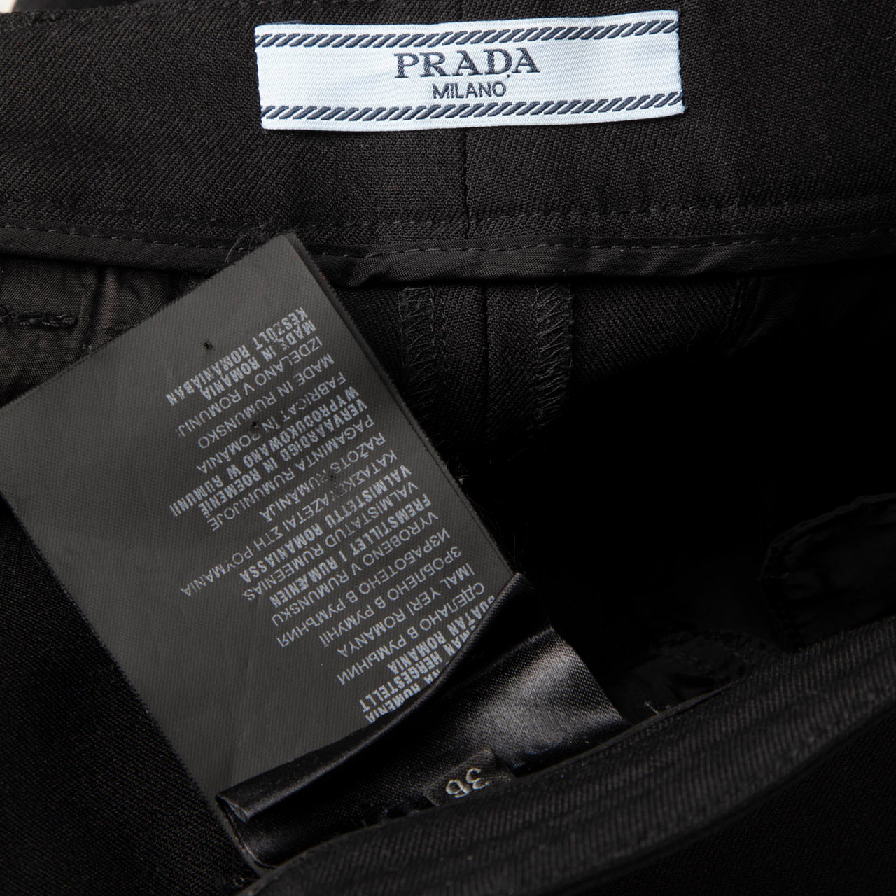 Prada Black Skinny Fit Wool Trousers