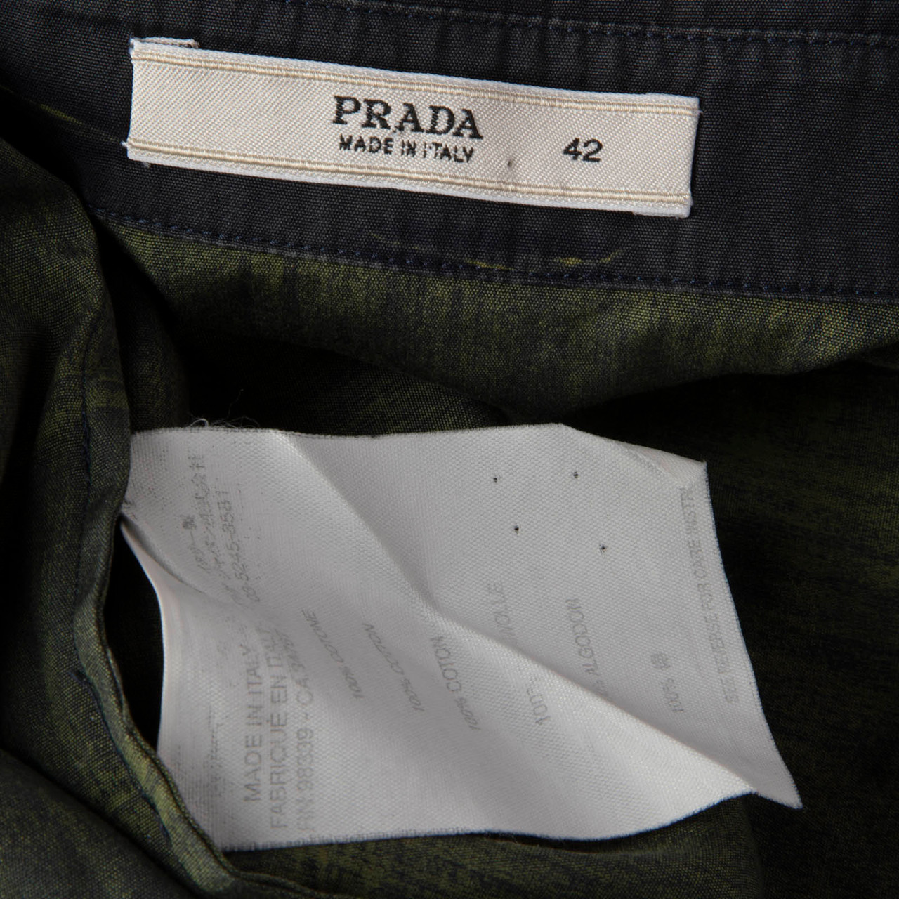 Prada Navy Abstract Button Up Mid Length Shirt