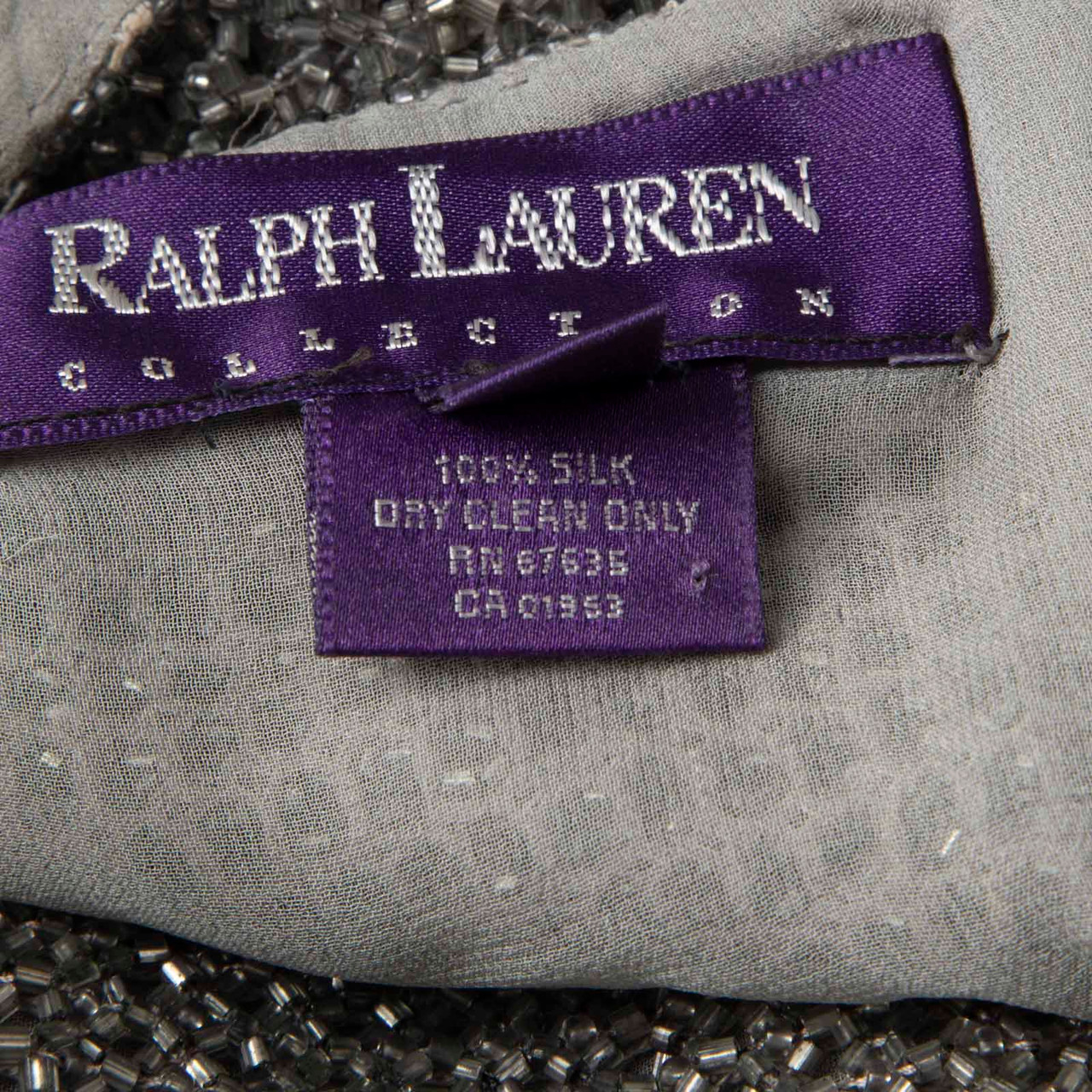 Ralph Lauren Grey Silk Beaded Gown with Petticoat