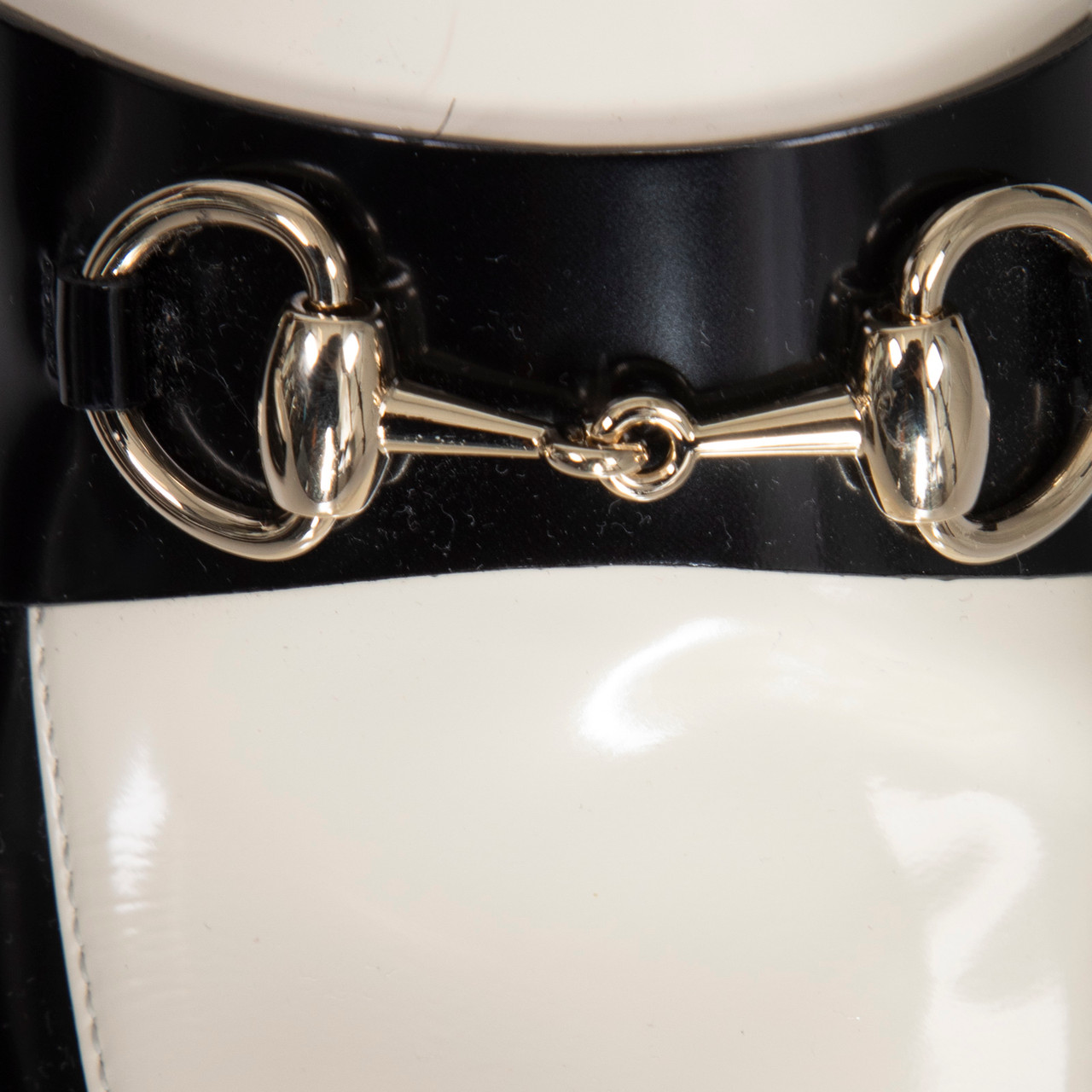 Gucci Black & White Leather Horsebit Loafers