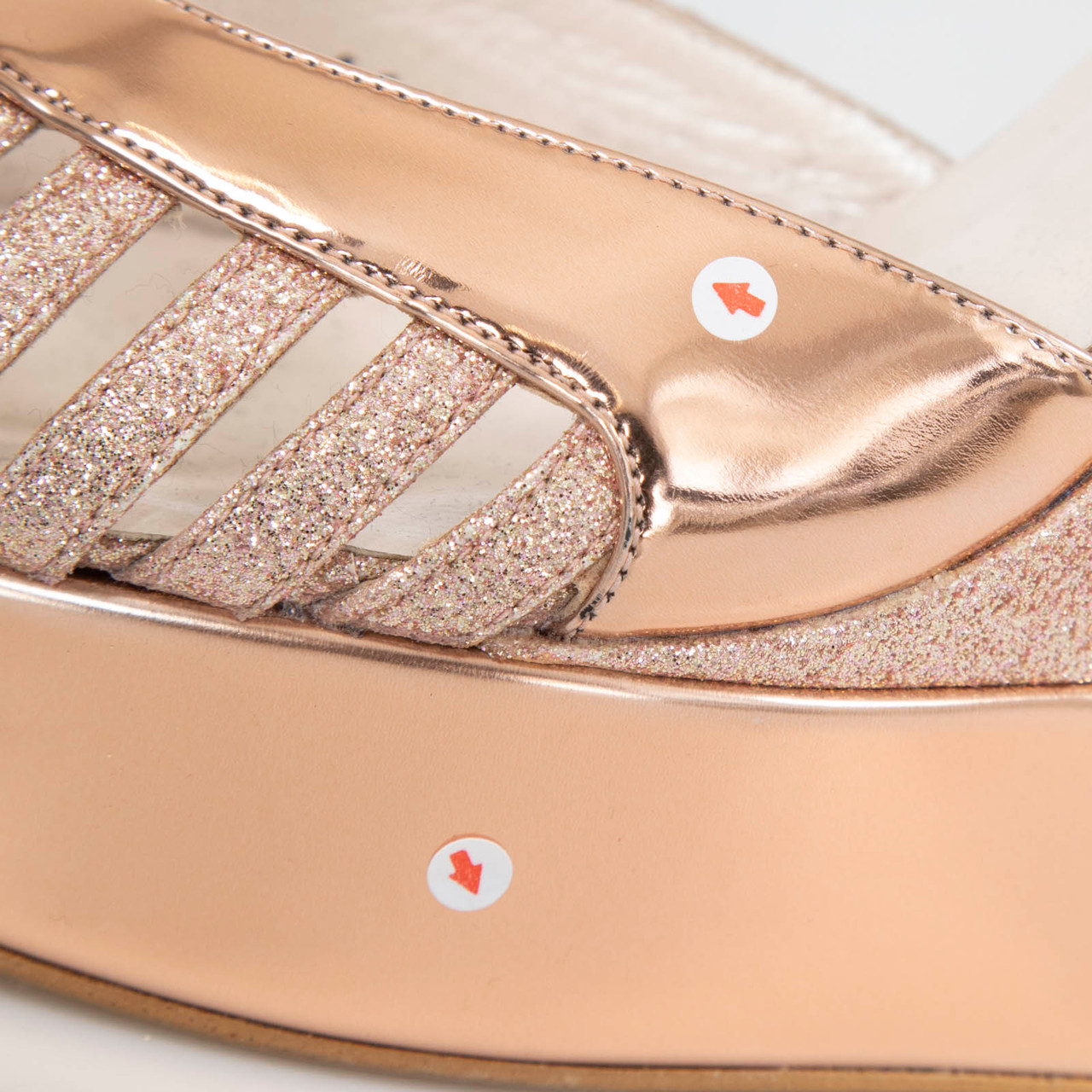 Terry de Havilland Rose Gold Glitter Wedge Sandals