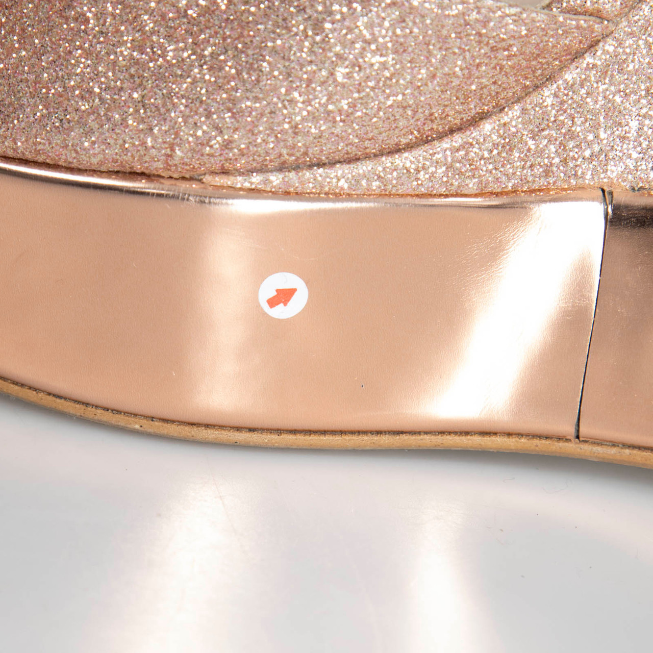 Terry de Havilland Rose Gold Glitter Wedge Sandals