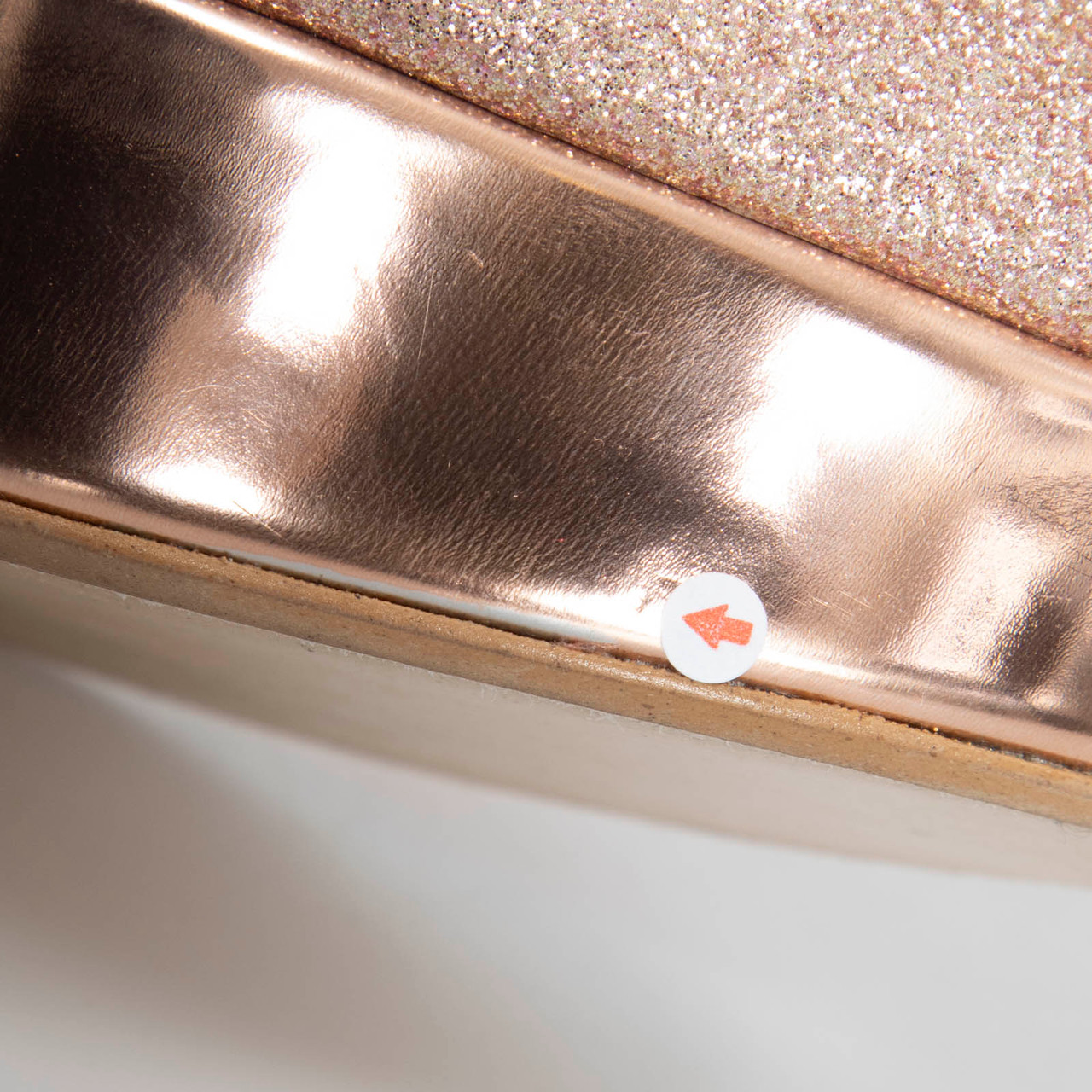 Terry de Havilland Rose Gold Glitter Wedge Sandals