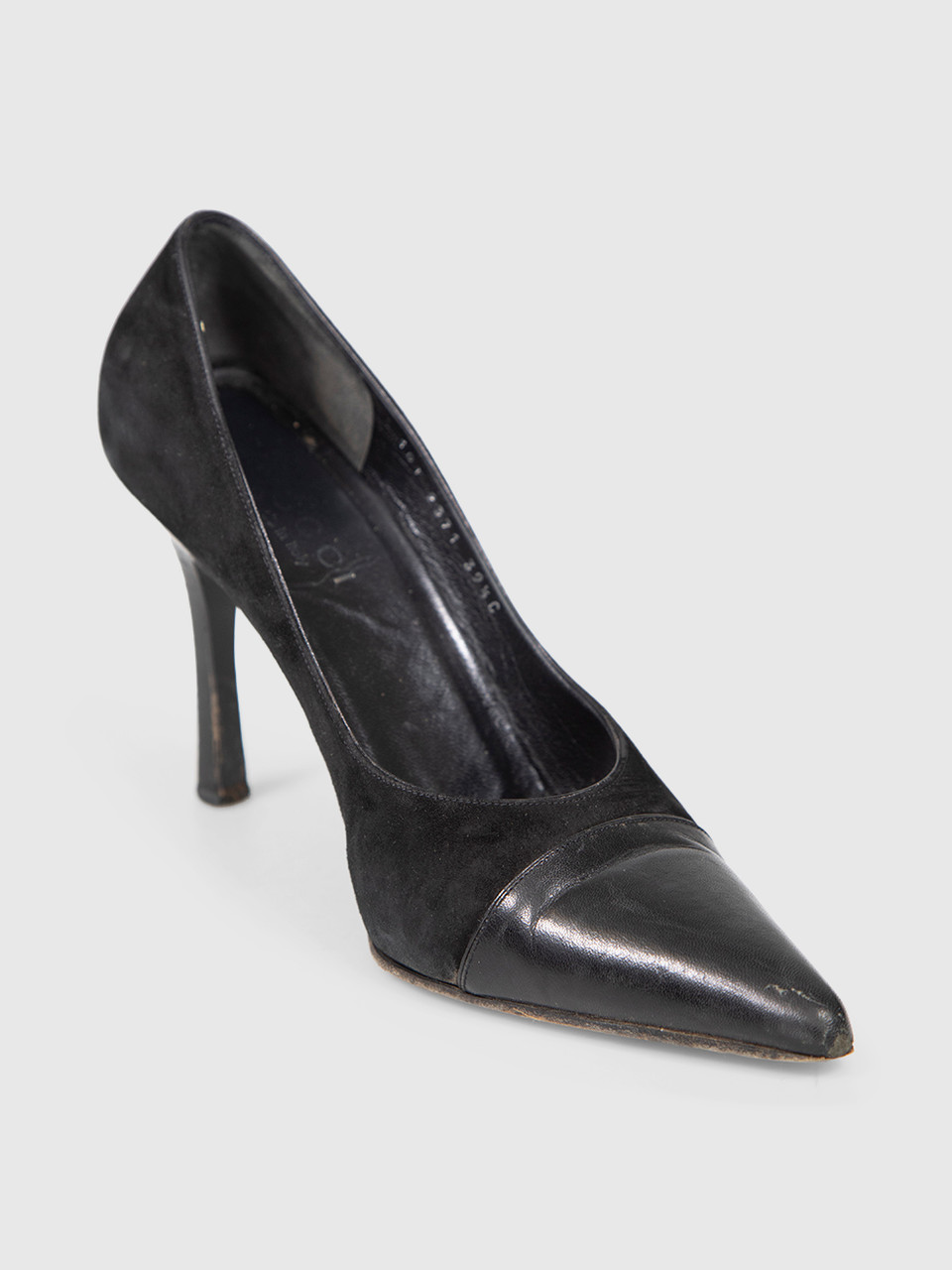 Gucci Black Suede Pointed Toe Slip On Pumps