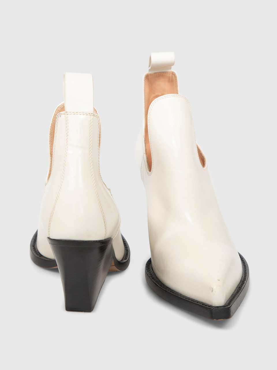 Bottega Veneta White Leather Ankle Cut Out Boots
