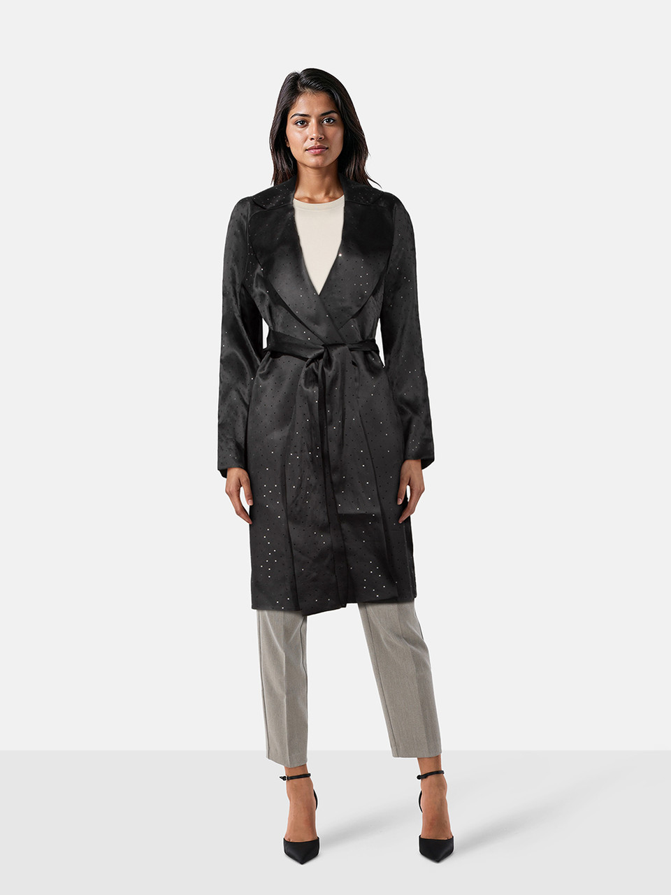 St. John Black Silk Metallic Pattern Jacket