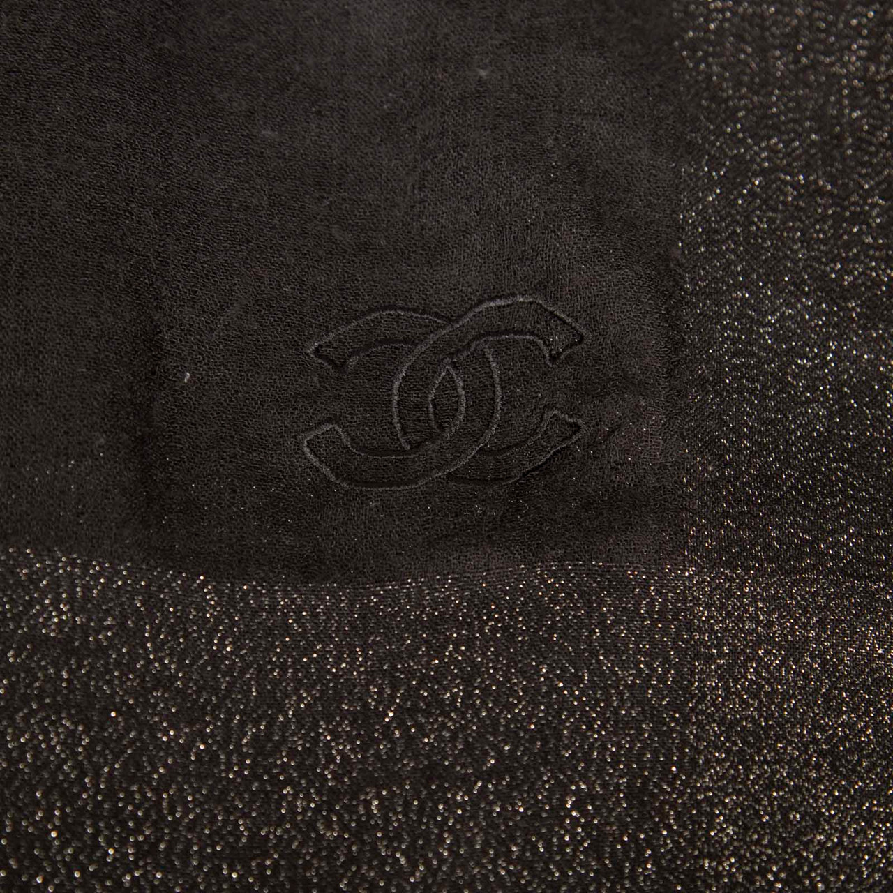 Chanel Black Cashmere Metallic CC Scarf
