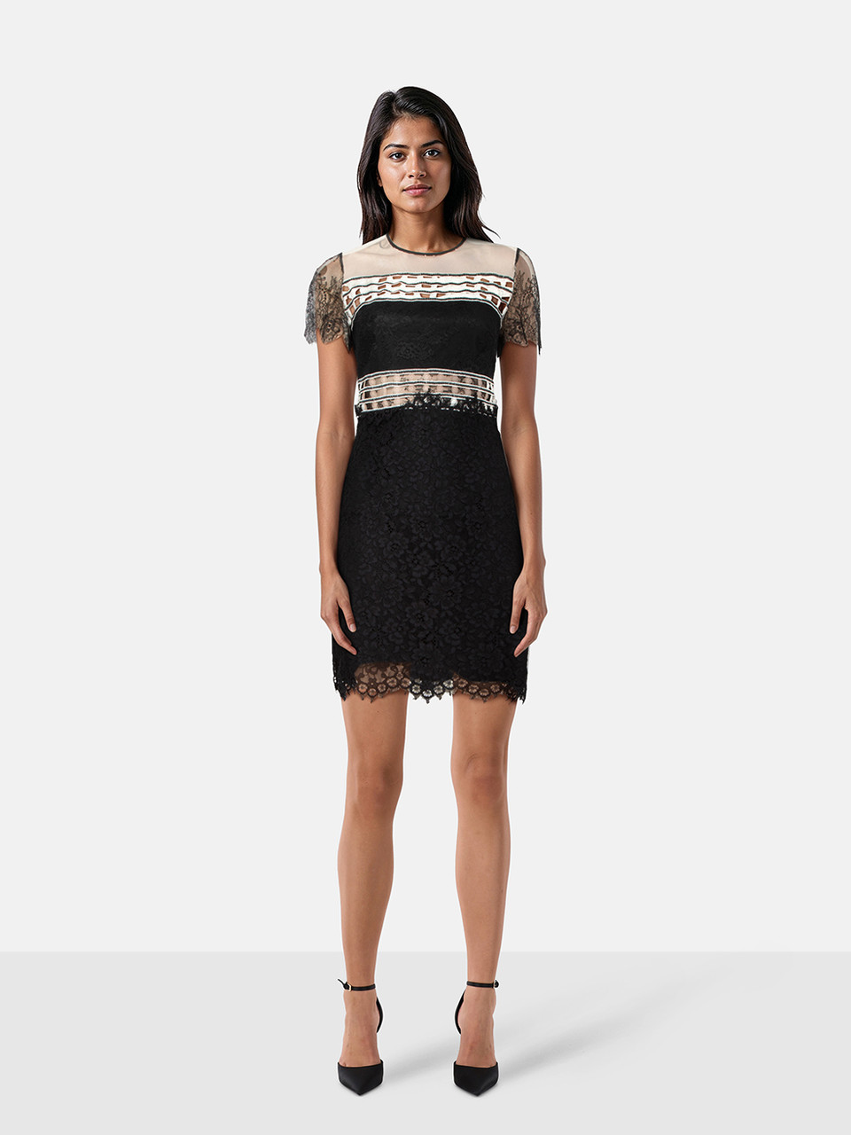Sandro Black & White Floral Lace Dress