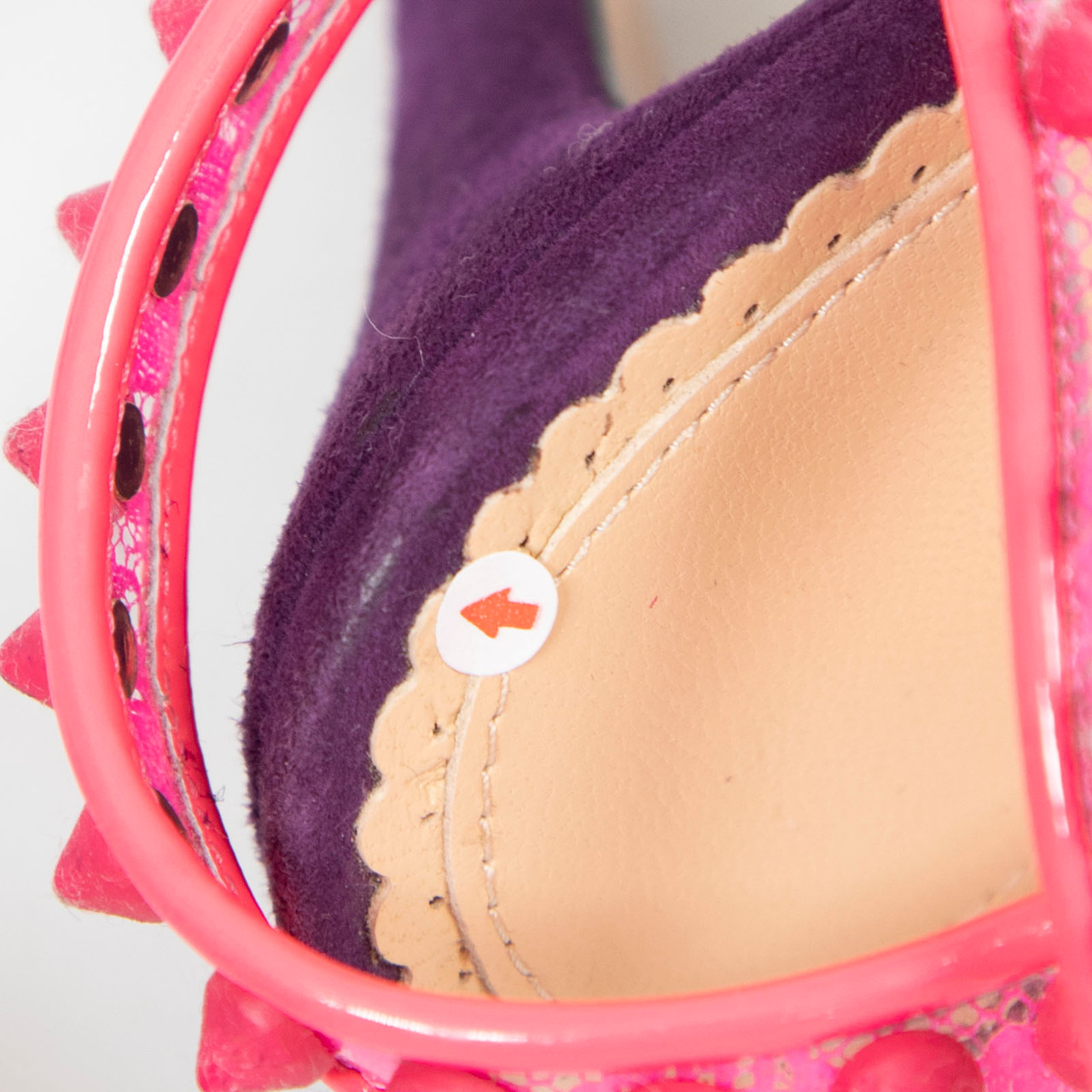 Charlotte Olympia Pink Lace Print Soho Stud Heels