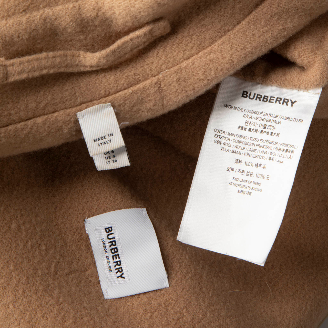 Burberry Beige Wool Stripe Single Breasted Coat