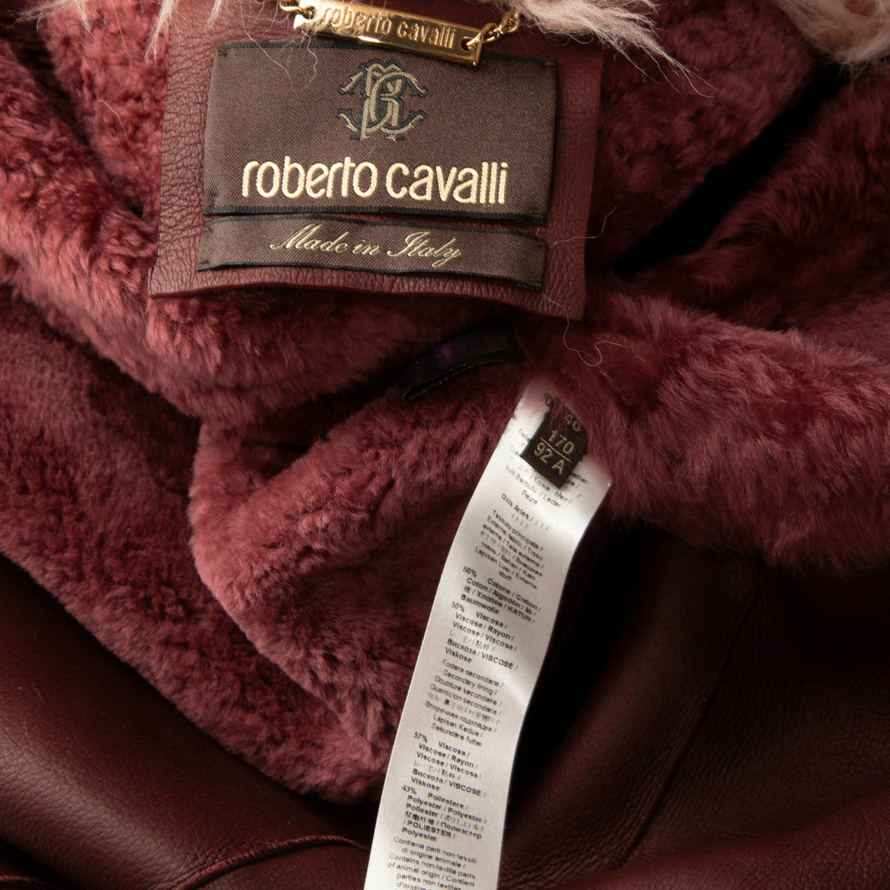 Roberto Cavalli Pink Leather & Fur Coat