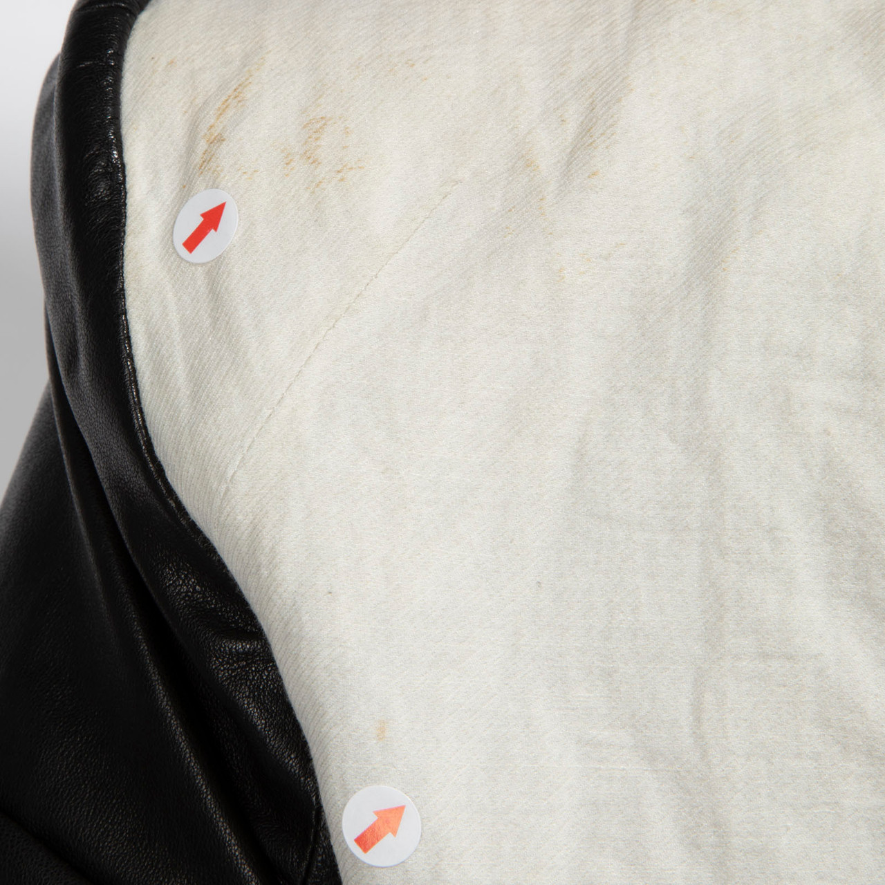 Helmut Lang Ecru & Black Leather Sleeves Blazer