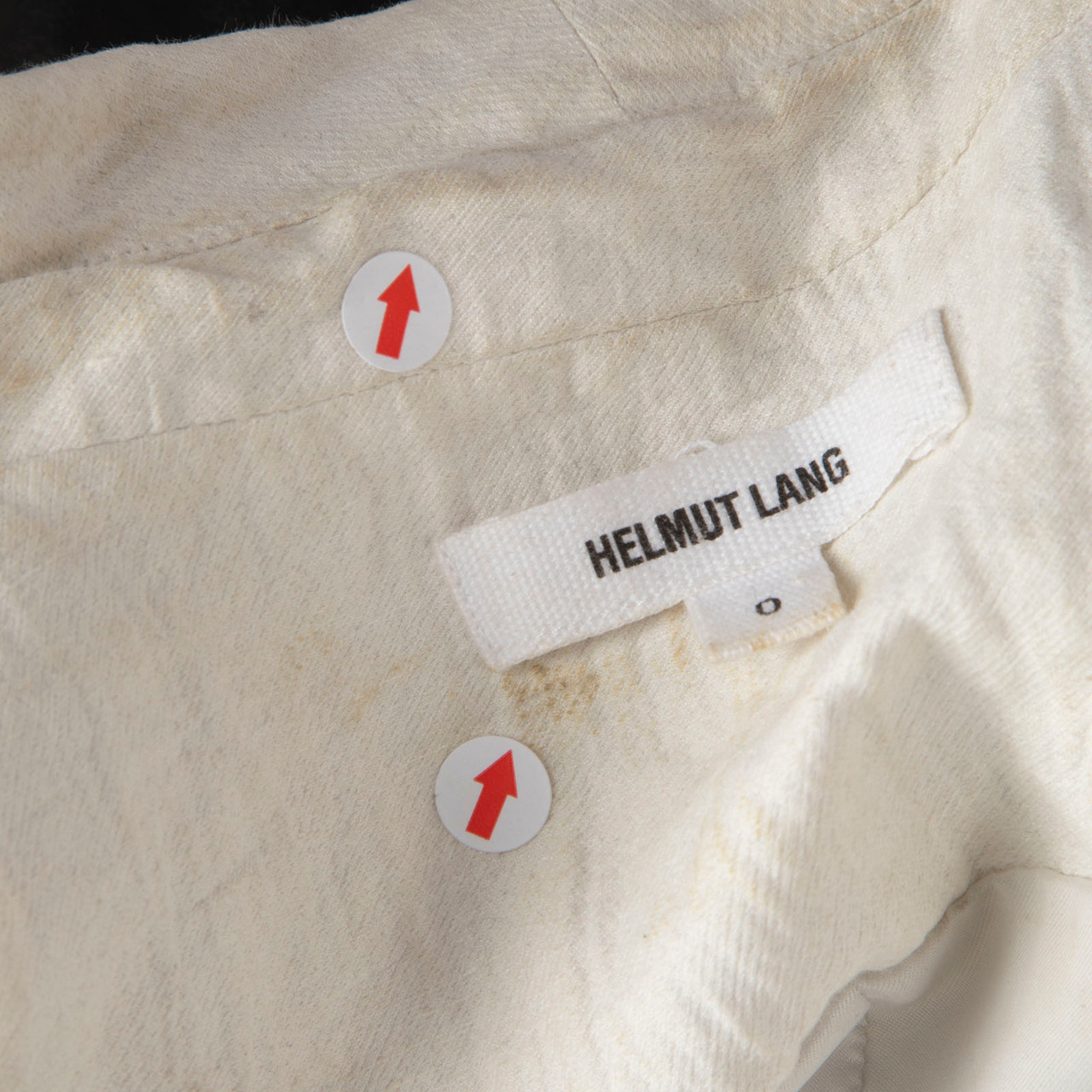 Helmut Lang Ecru & Black Leather Sleeves Blazer