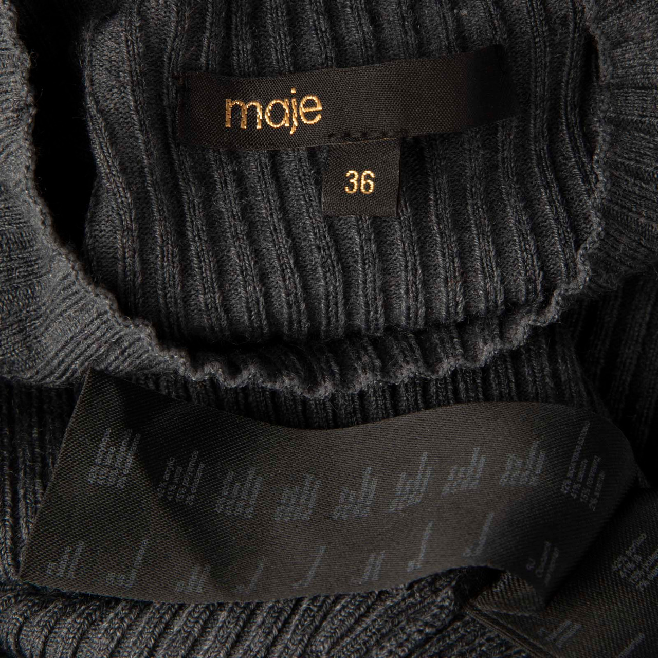 Maje Grey Knit Button Detail Dress