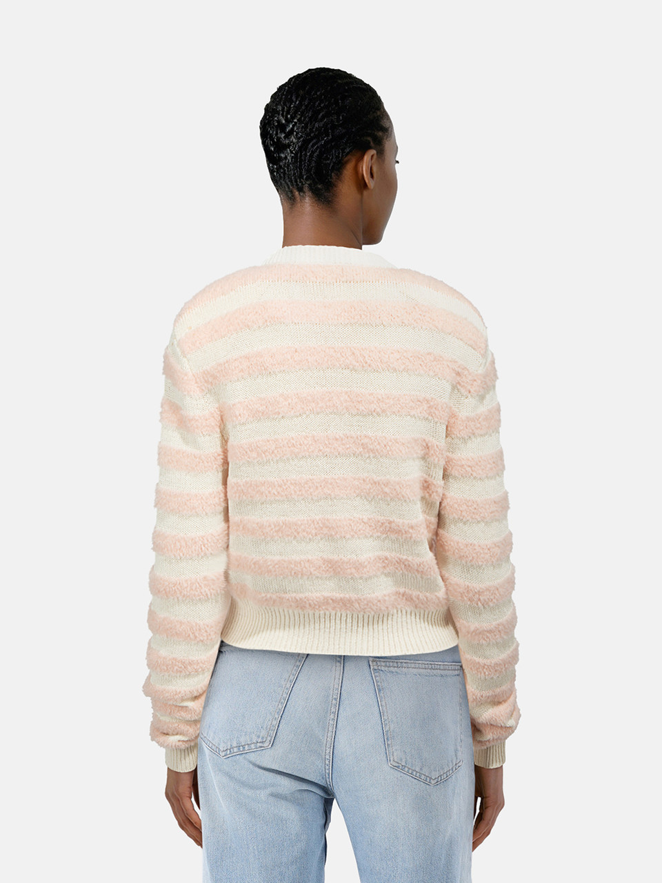 Balmain Pink Stripe Knit Cardigan