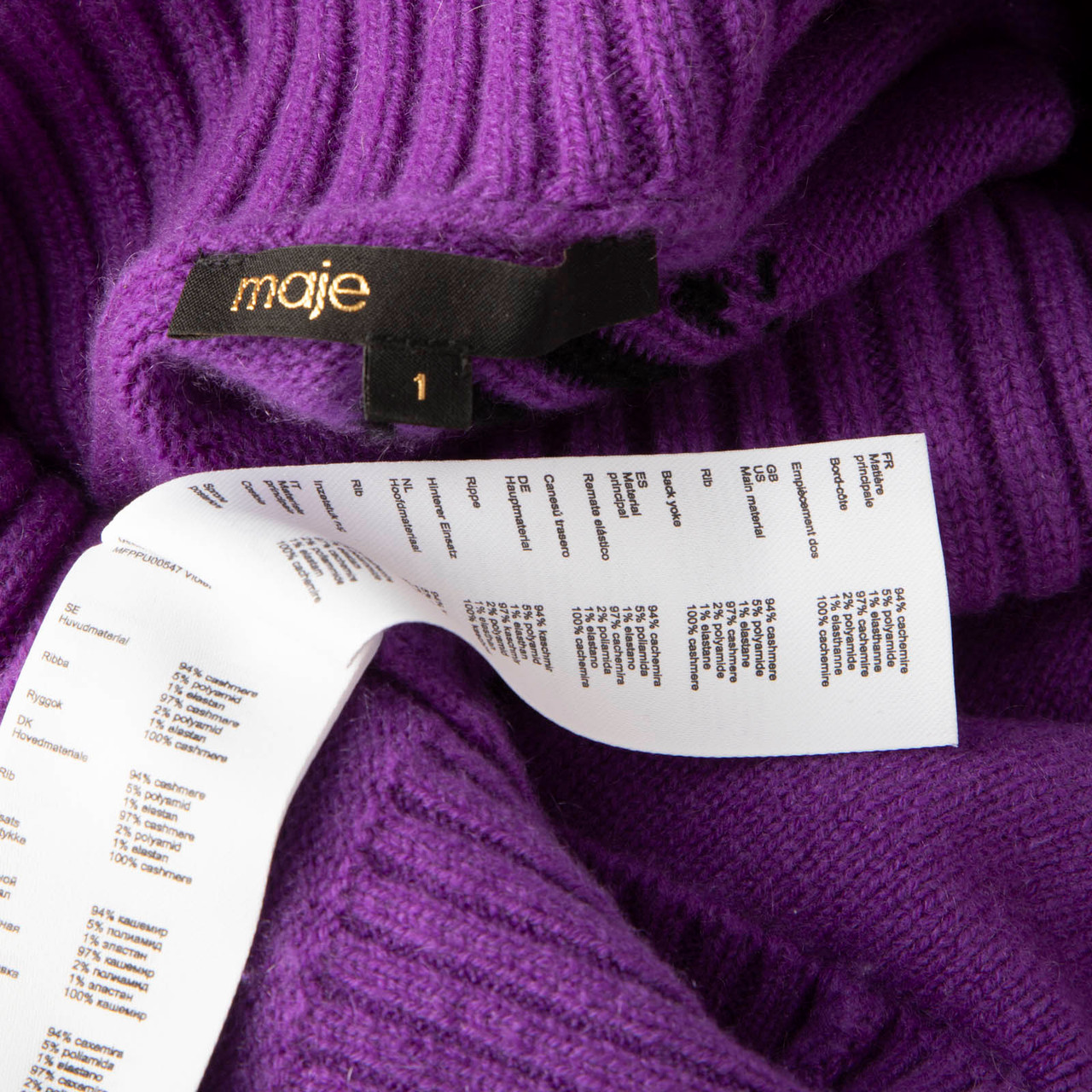 Maje Purple Cashmere Logo Jumper