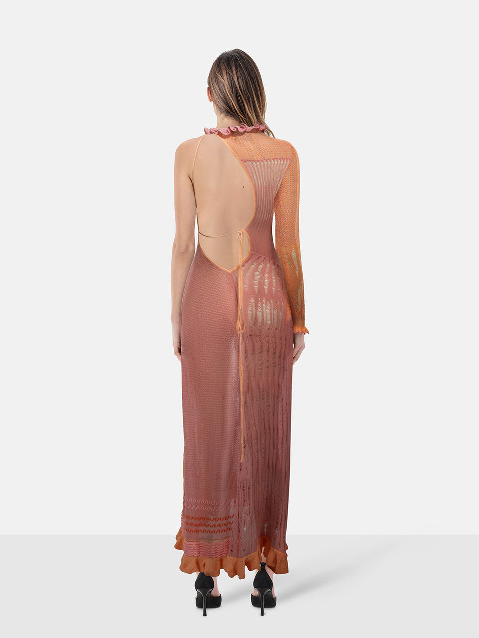Roberta Einer Asymmetric Knit Bianca Maxi Dress
