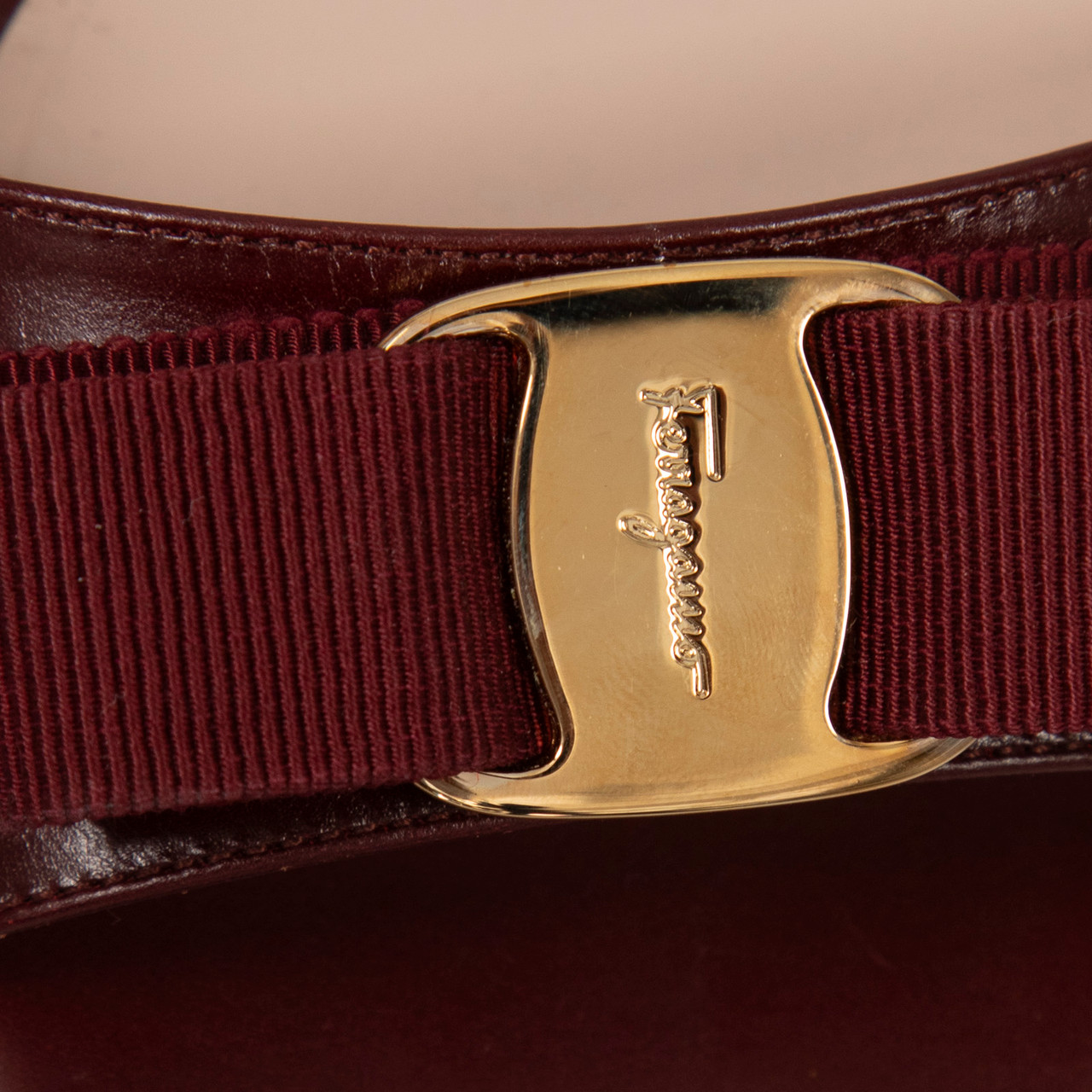 Salvatore Ferragamo Burgundy Leather Glory Sandals