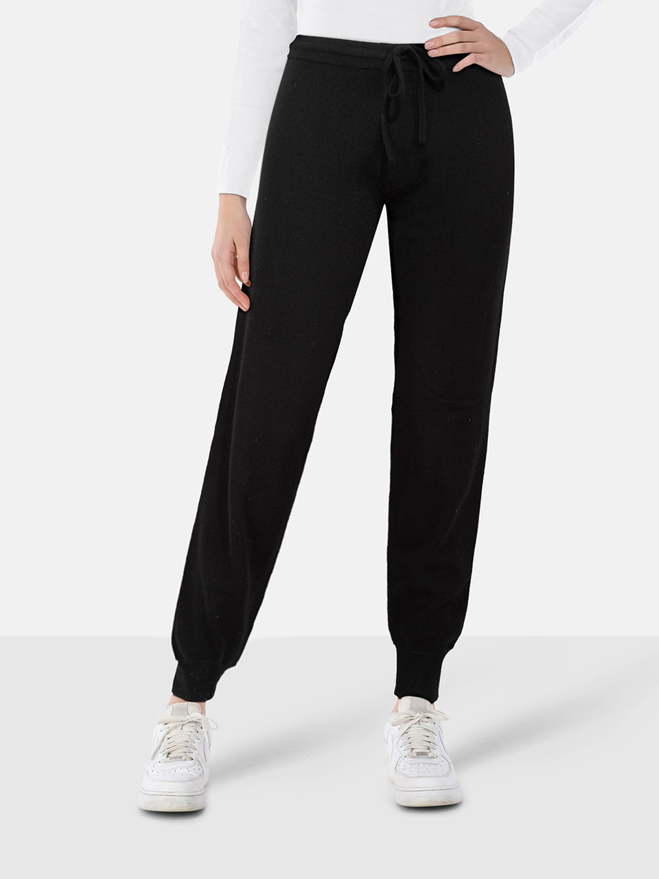 Theory Black Cashmere White Stripe Joggers