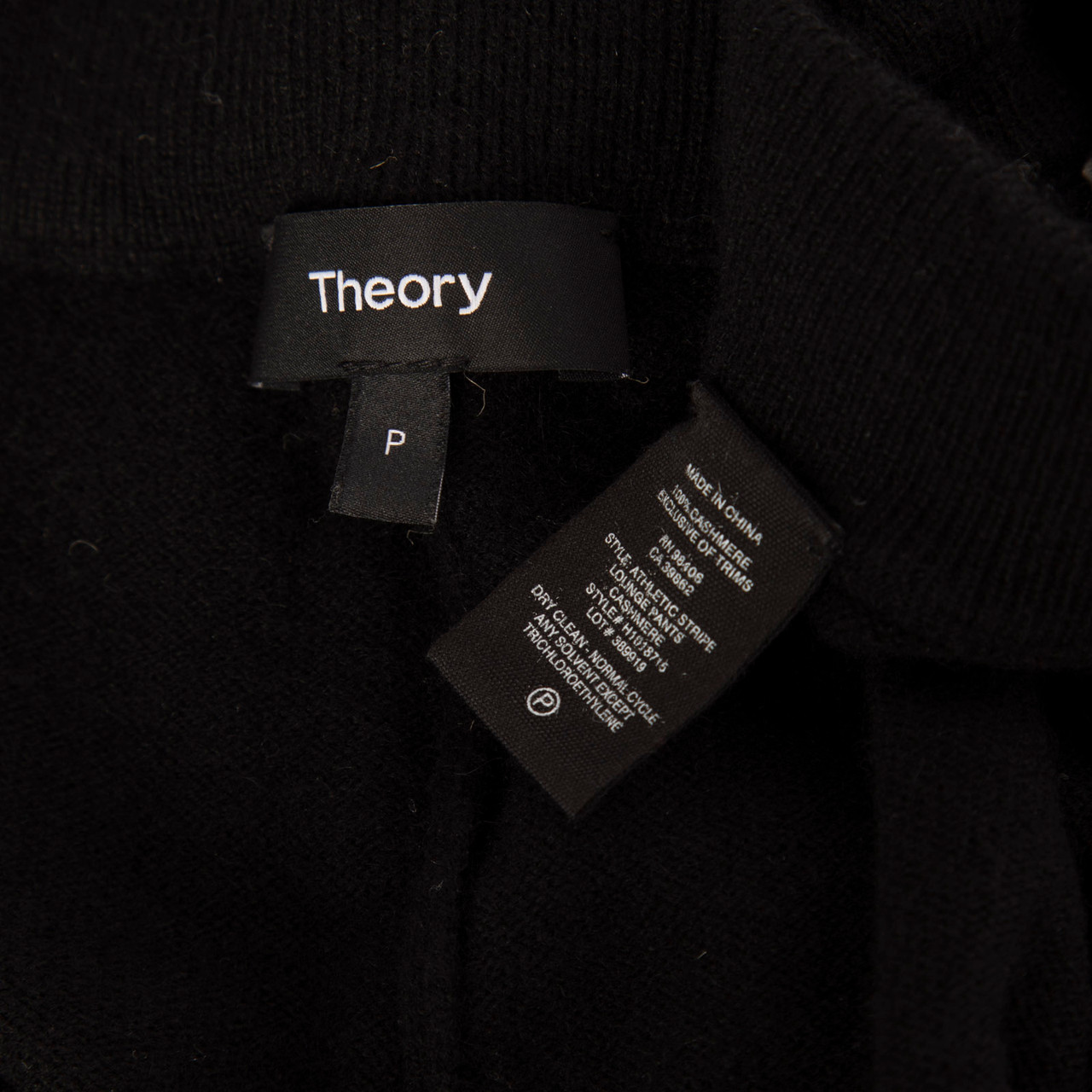 Theory Black Cashmere White Stripe Joggers