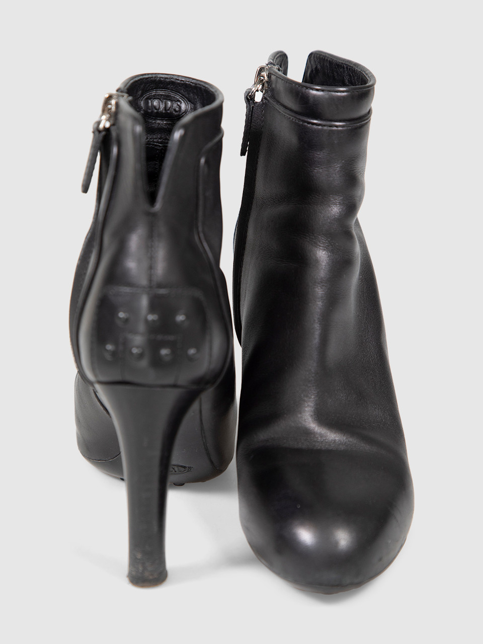 Tod's Black Leather Heeled Stud Boots